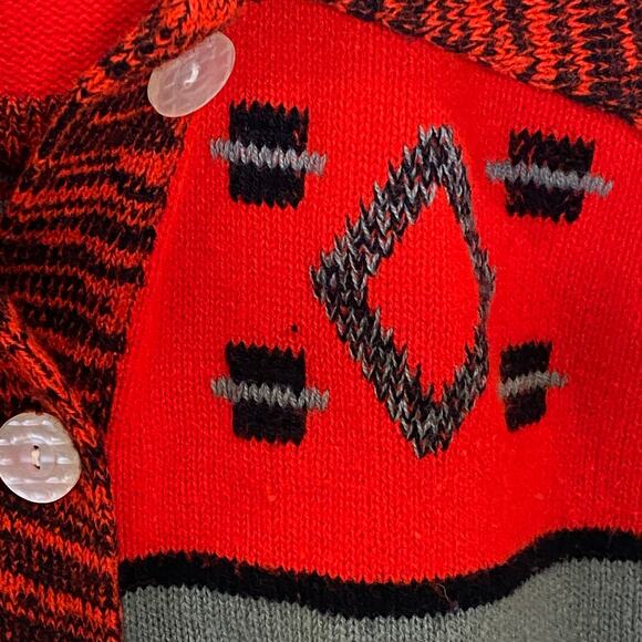 Tribal Knit Mock Sweater Set Size Small Acrylic Made in Korea Vintage 1980s - Picture 5 of 7